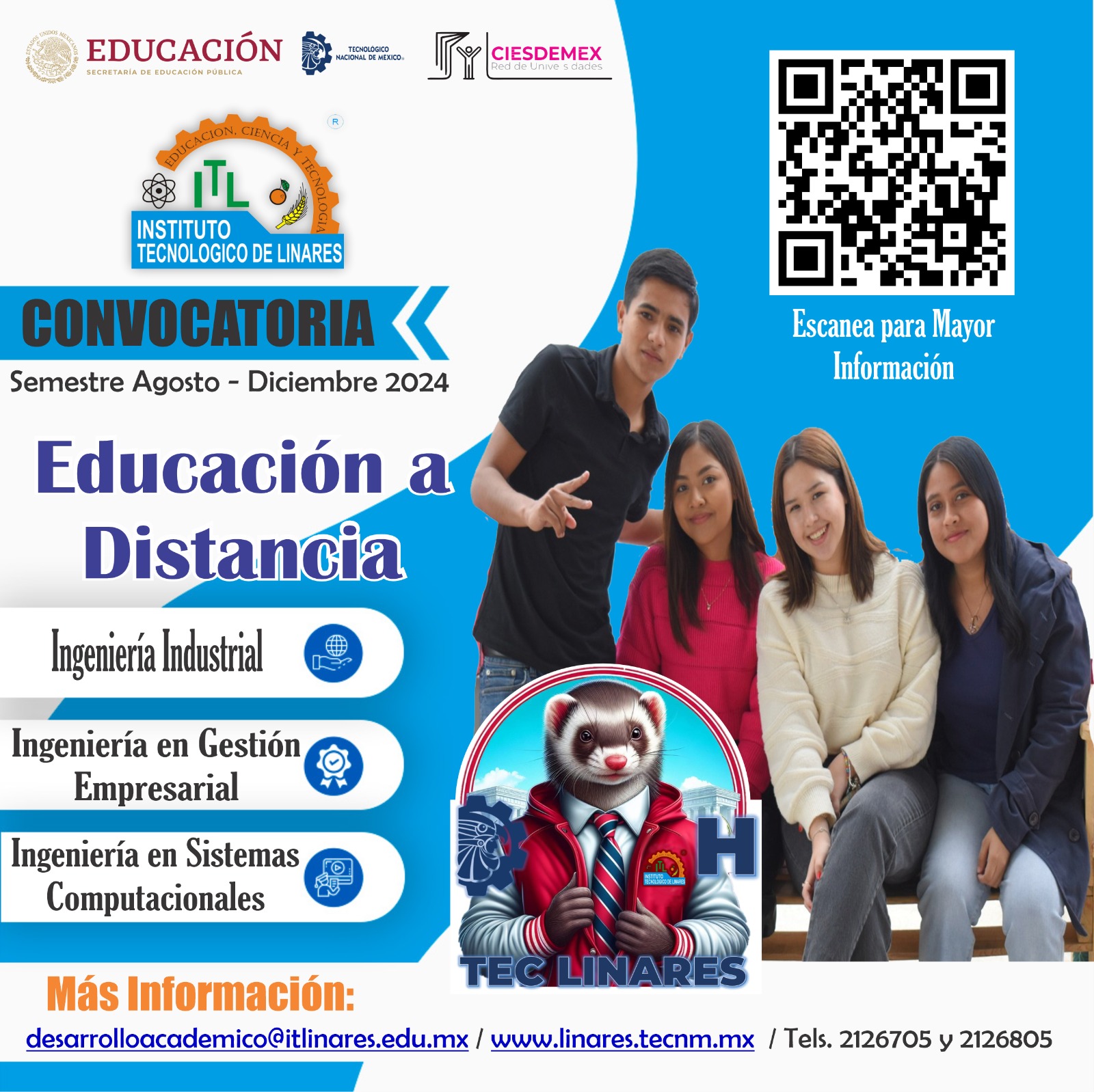 Convocatoria Educación Superior Tecnológica, modalidad a distancia, Instituto Tecnológico de Linares