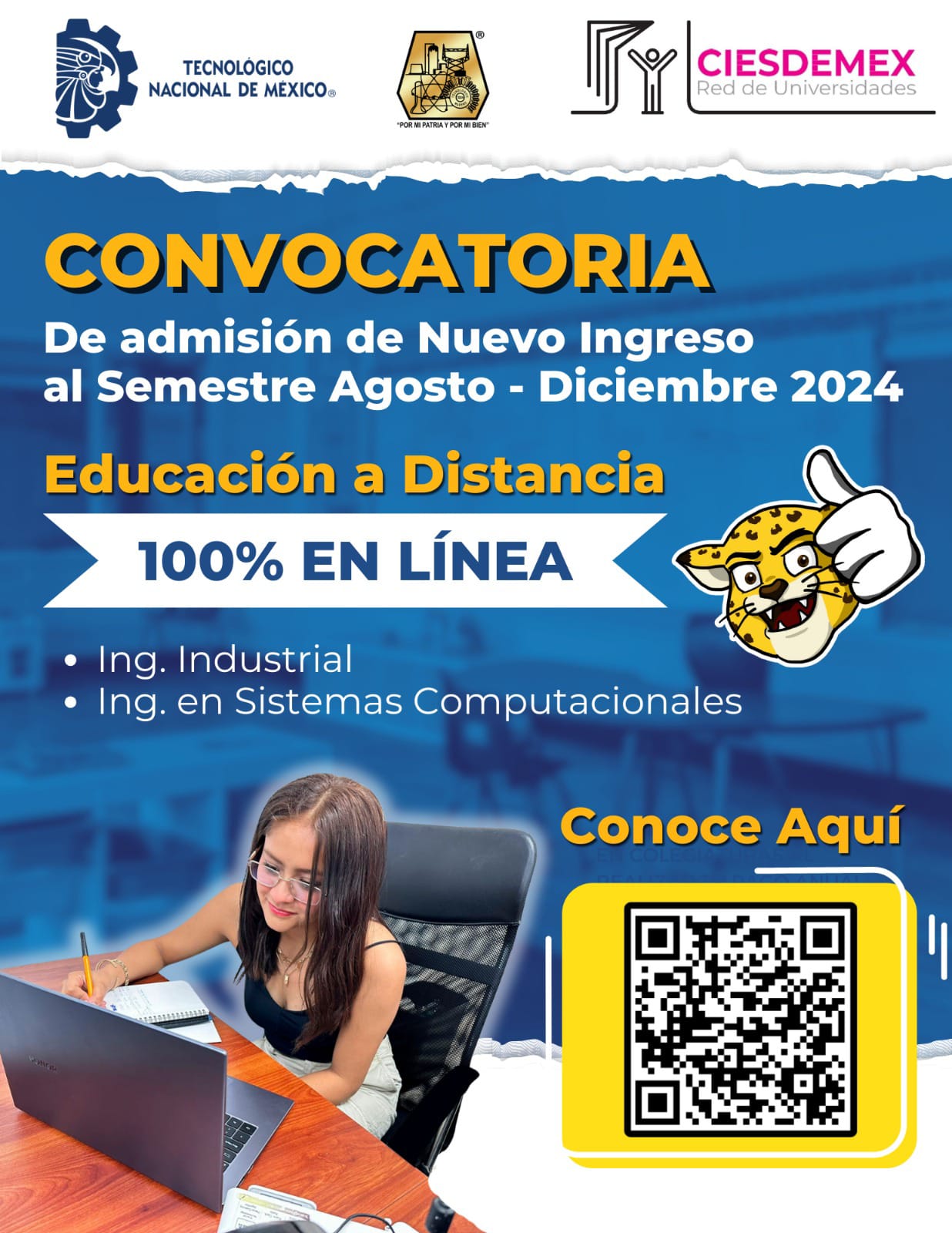 Convocatoria educación a distancia de Educación Superior Tecnológica, Ciudad Madero, agosto - diciembre 2024