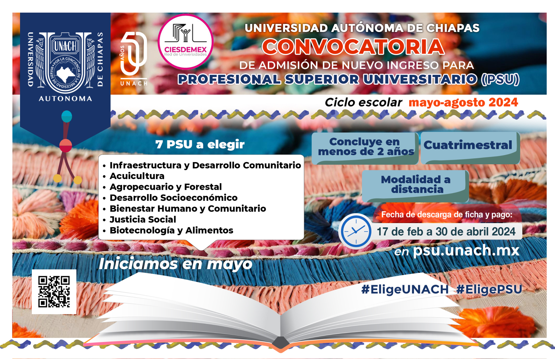 Convocatoria febrero-abril para el ingreso a los programas de Profesional Superior Universitario en modalidad virtual