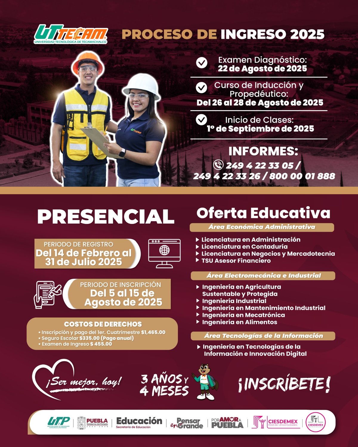 Continua tu formación profesional en la Universidad Tecnológica de Tecamachalco (UTTECAM)