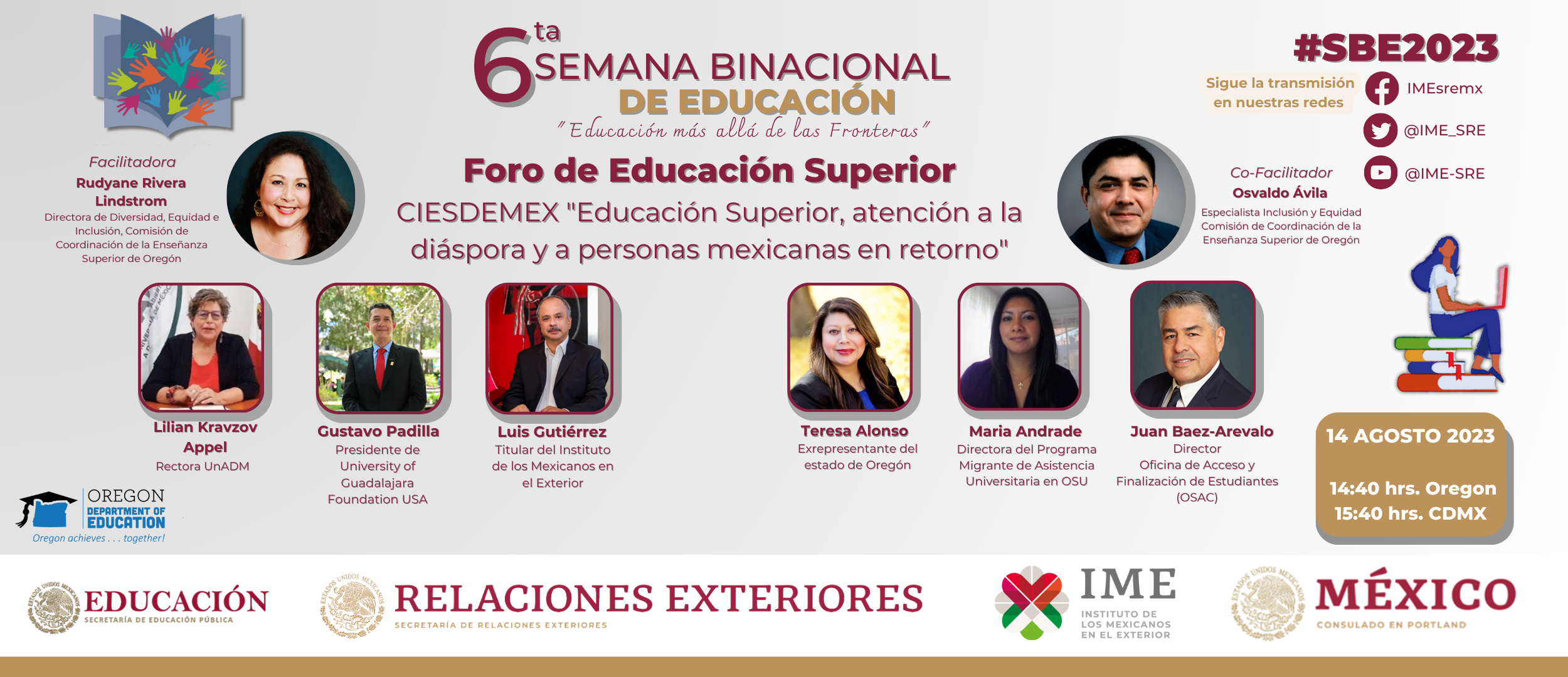 VI Semana Binacional de Educación: Foro de Educación Superior: CIESDEMEX “Educación Superior, atención a la diáspora y a personas mexicanas en retorno” 